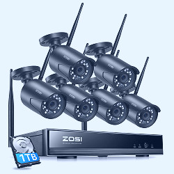 Amazon.com : ZOSI Wireless Home Security Camera System, 2K H.265+ 8CH CCTV  NVR with Hard Drive 1TB for 24/7 Recording and 6 x 1080P Auto Match WiFi IP  Camera Outdoor Indoor,Night Vision,Remote